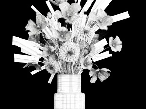 Bouquet of wildflowers Chrysanthemum Lavender Poppy wheat 405 3D Model