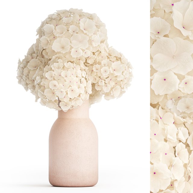 Small bouquet of white flowers in a pink hydrangea vase 407 Model 3D .c4d .max .obj .3ds .fbx .stl .blend 
