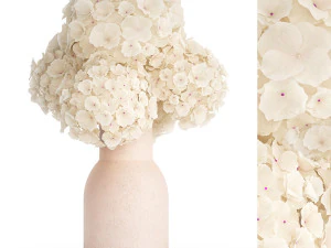 Mały bukiet białych kwiat&oacute;w w wazonie z r&oacute;żową hortensją 407 Model 3D