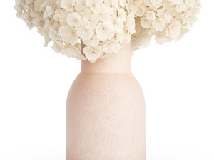 Small bouquet of white flowers in a pink hydrangea vase 407 Model 3D