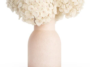 Small bouquet of white flowers in a pink hydrangea vase 407 3D Model