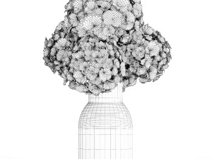 Small bouquet of white flowers in a pink hydrangea vase 407 3D Model