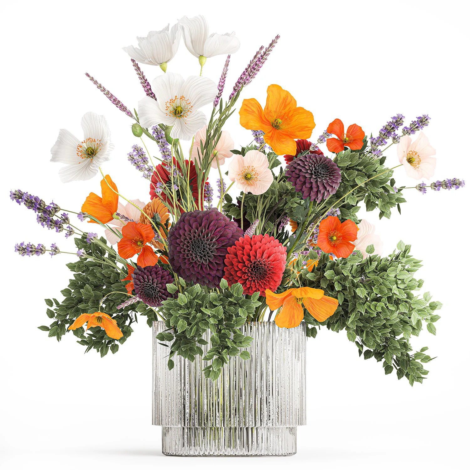 Bouquet of wildflowers Chrysanthemum Lavender Poppy 408 3D Model .c4d .max .obj .3ds .fbx .stl .blend 
