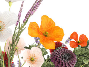 Bouquet of wildflowers Chrysanthemum Lavender Poppy 408 3D Model