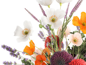 Bouquet of wildflowers Chrysanthemum Lavender Poppy 408 3D 模型