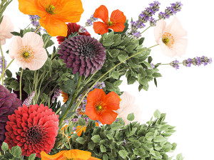 Bouquet of wildflowers Chrysanthemum Lavender Poppy 408 3D 模型