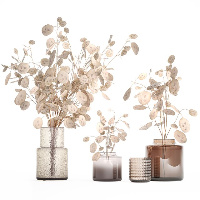 Set of bouquets of dried flowers with Lunaria branches 409 3D 모델 .c4d .max .obj .3ds .fbx .stl .blend 