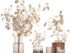 Set of bouquets of dried flowers with Lunaria branches 409 3D Model