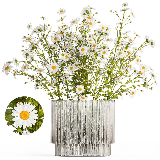 Small bouquet of wildflowers daisies chamomile 411 Modello 3D .c4d .max .obj .3ds .fbx .stl .blend 