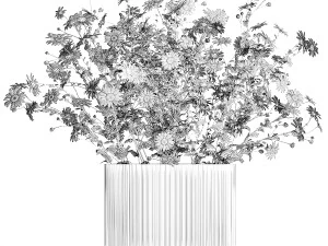 Small bouquet of wildflowers daisies chamomile 411 3D Model