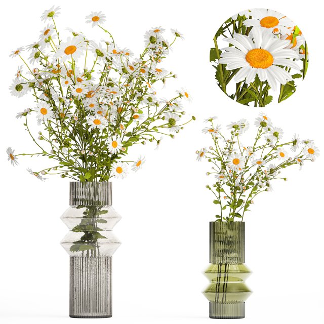 Bouquet Of White Wildflowers Chamomile Daisies 413 3D 모델 .c4d .max .obj .3ds .fbx .stl .blend 