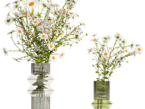 Bouquet Of White Wildflowers Chamomile Daisies 413 3D Model