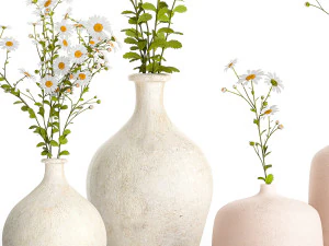 Set of bouquets of white wildflowers chamomile daisies 414 3D Model