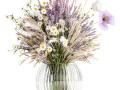Strauß Wildblumen Lavendel Kamille Mohn Pampas 417 3D Modell