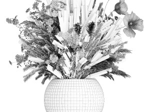 Bouquet of wildflowers lavender chamomile poppy pampas 417 Modèle 3D