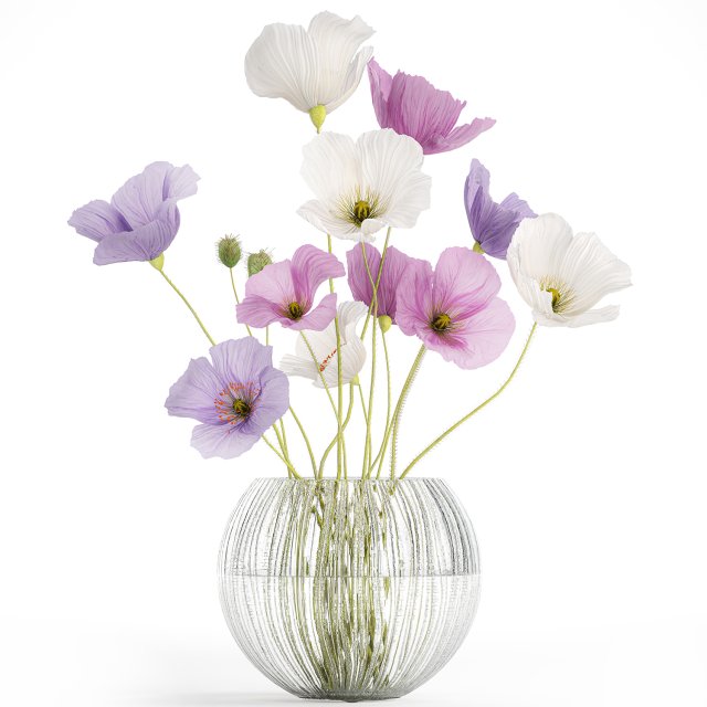 Small bouquet of wildflowers in a vase with poppy 418 Modello 3D .c4d .max .obj .3ds .fbx .stl .blend 