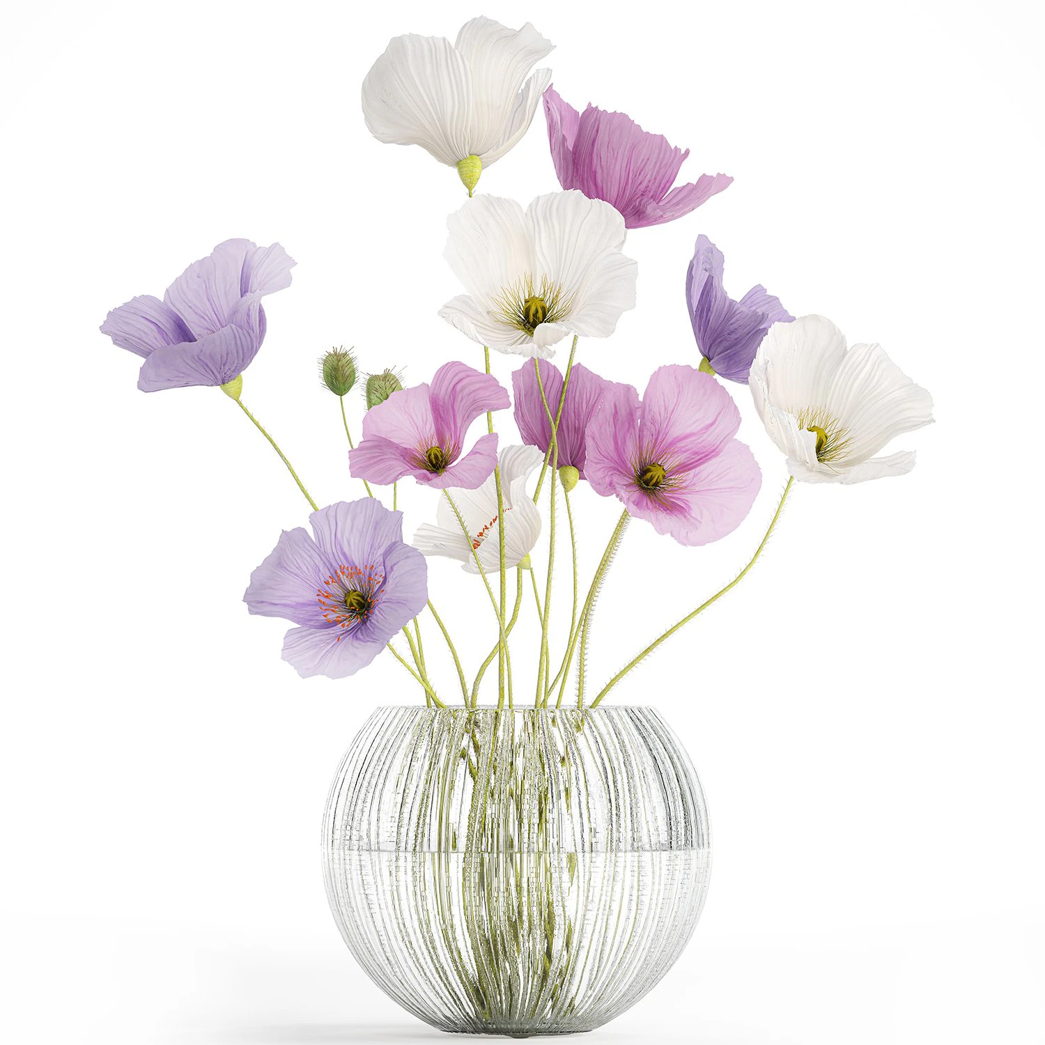 Small bouquet of wildflowers in a vase with poppy 418 3D Model .c4d .max .obj .3ds .fbx .stl .blend 