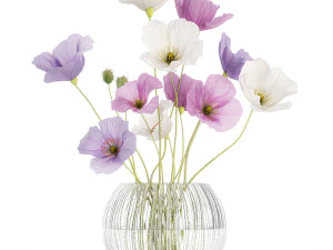 Mały bukiet polnych kwiat&oacute;w w wazonie z makiem 418 Model 3D