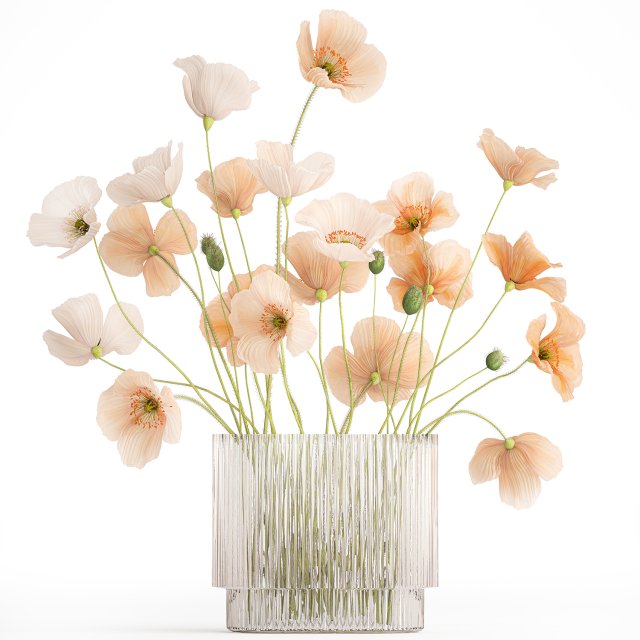 Bouquet of wildflowers in a glass vase with poppy 419 Modèle 3D .c4d .max .obj .3ds .fbx .stl .blend 