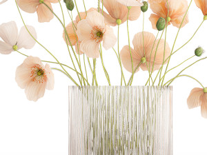 Bouquet of wildflowers in a glass vase with poppy 419 Modèle 3D