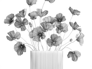 Bouquet of wildflowers in a glass vase with poppy 419 Modèle 3D