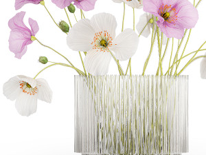 Bouquet of wildflowers in a glass vase with poppy 420 3D मॉडल