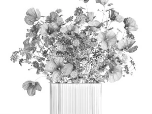 Bouquet of wild flowers Poppy chamomile daisies 422 3D Model