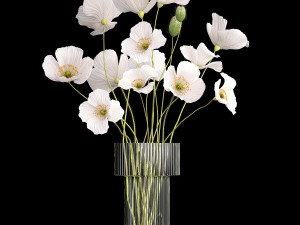 Set of bouquets hydrangea poppy chamomile wheat 423 3D Модель