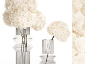 Set of bouquets Hydrangea Gerbera Peonies Iris vase 424 3D 模型