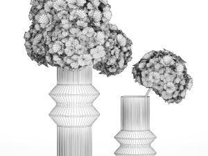 Set of bouquets Hydrangea Gerbera Peonies Iris vase 424 3D 模型