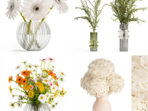 Set of bouquets Hydrangea Gerbera Chamomile 425 3D Model