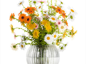 Set of bouquets Hydrangea Gerbera Chamomile 425 3D Model