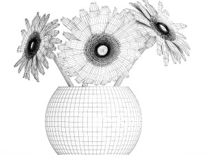 Set of bouquets Hydrangea Gerbera Chamomile 425 3D Model