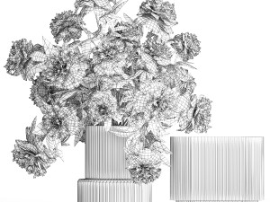 Set of bouquets of flowers Hydrangea Peonies Lilac 426 Modelo 3D