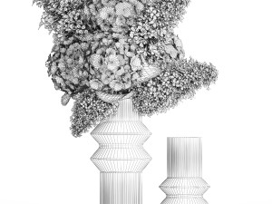 Set of bouquets of flowers Hydrangea Peonies Lilac 426 Modelo 3D