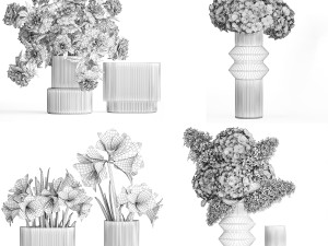 Set of bouquets of flowers Hydrangea Peonies Lilac 426 Modelo 3D