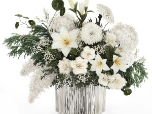 Set of bouquets of flowers Hydrangea Peonies Lilac poppy 427 3D Model