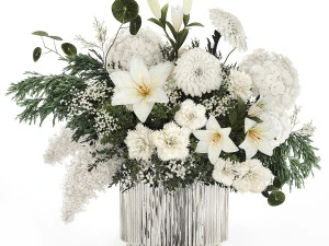 Set of bouquets of flowers Hydrangea Peonies Lilac poppy 427 3D Model