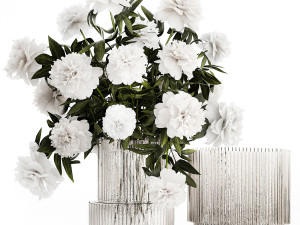 Set of bouquets of flowers Hydrangea Peonies Lilac poppy 427 3D Model