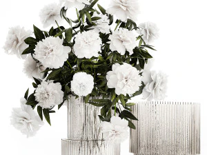 Set of bouquets of flowers Hydrangea Peonies Lilac poppy 427 3D Model