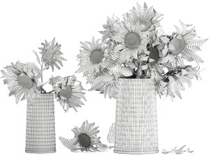 Bouquets of flowers Peonies Sunflower roses vase 428 Modelo 3D