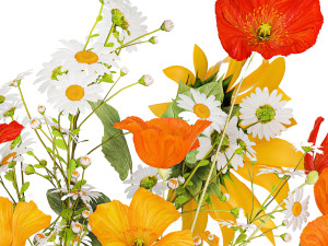 Bouquet Of Wildflowers Poppy Chamomile Sunflower 429 3D Model