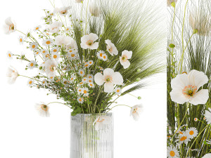 Summer bouquet of wildflowers poppy chamomile wheat 430 3D मॉडल