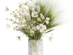 Summer bouquet of wildflowers poppy chamomile wheat 430 3Dモデル