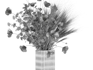 Summer bouquet of wildflowers poppy chamomile wheat 430 3Dモデル