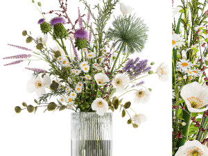 Bouquet of wildflowers poppy chamomile lavender thistle 431 3D मॉडल