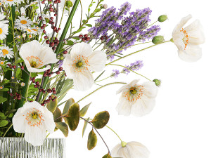 Bouquet of wildflowers poppy chamomile lavender thistle 431 3D Model
