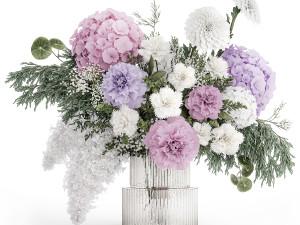 Collection of flower bouquets and vase set of 45 pieces 3D Model
