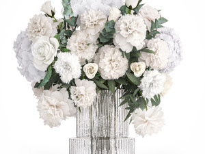 Collection of flower bouquets and vase set of 45 pieces 3D Model