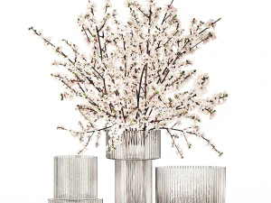 Collection of flower bouquets and vase set of 36 pieces 3D Model
